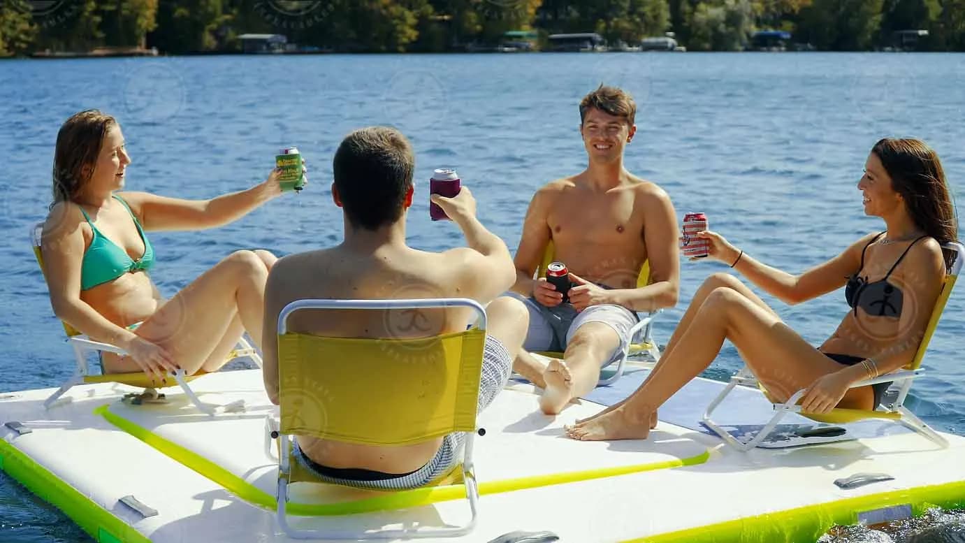 Deck Lounge Plate-forme de natation flottante 3 en 1