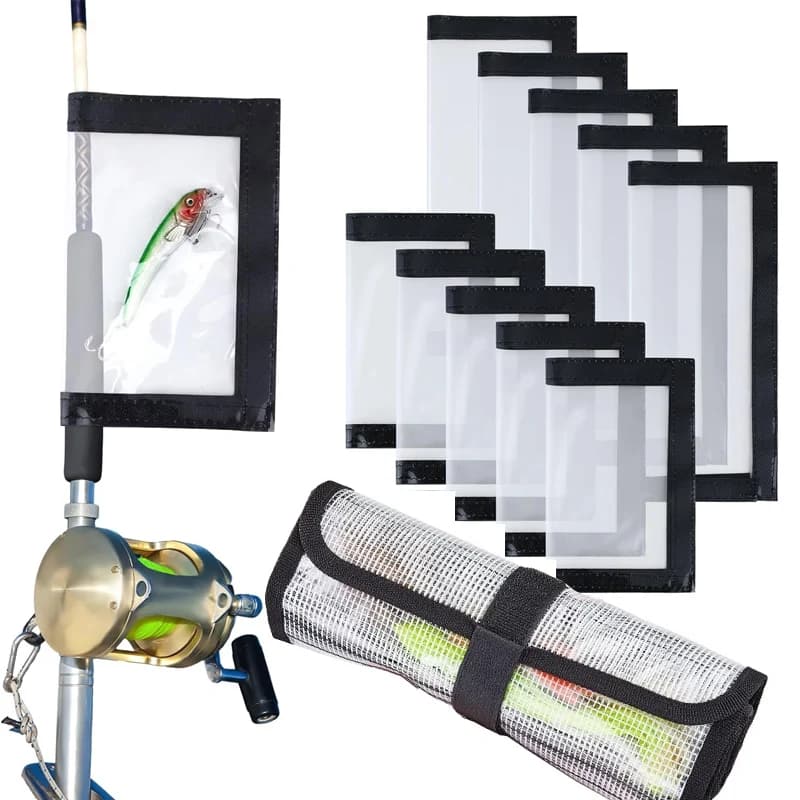Ensemble de 4 protections pour leurres de pêche enroulables en PVC transparent pour canne à pêche, protège-hameçons et leurres pour eau salée