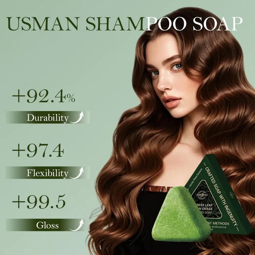 Savon shampooing Usman Grass & Platycladus, 120g, renforce la croissance des racines des cheveux, shampooing en barre, traitement naturel à base de plantes contre la perte de cheveux, soins capillaire