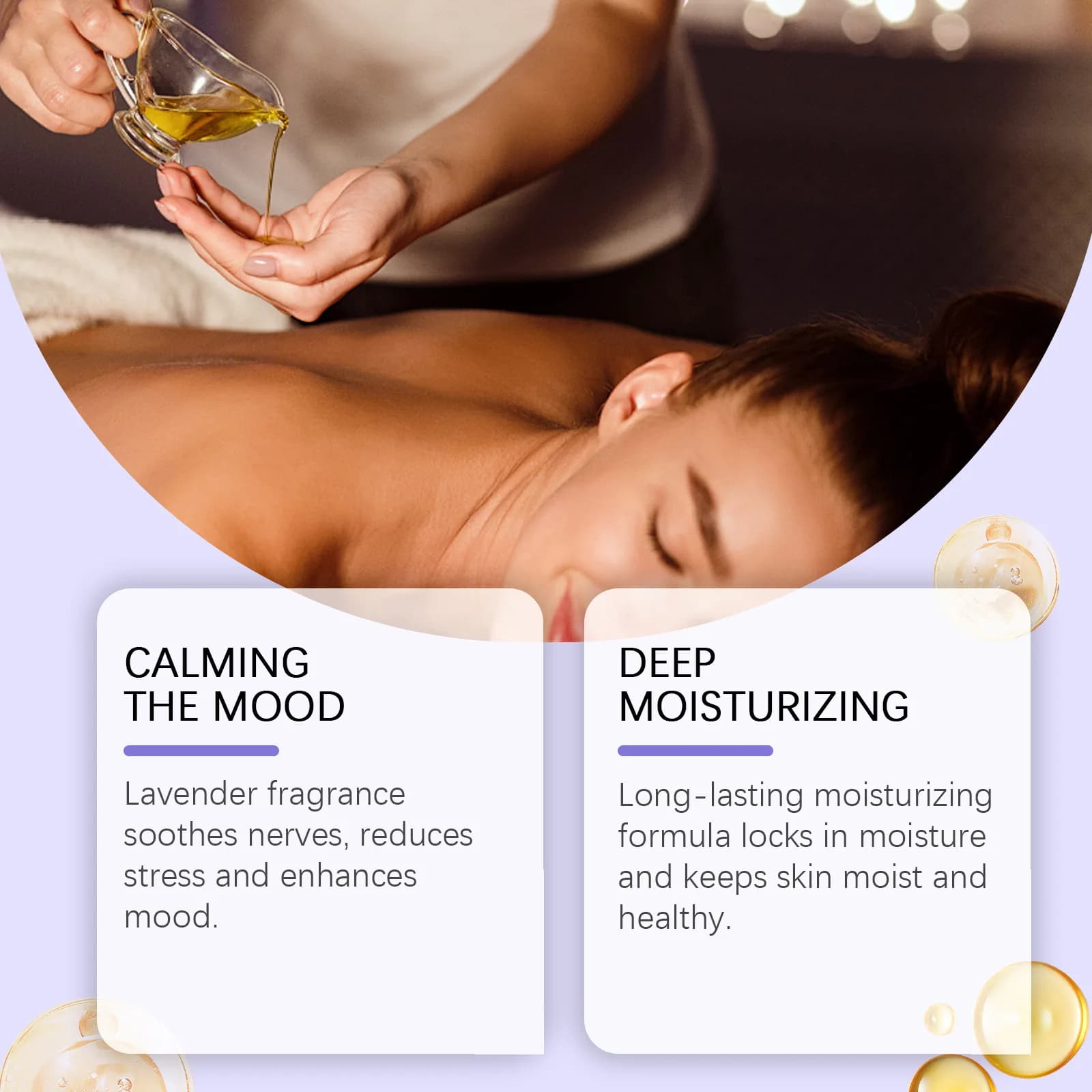 Huile de Massage relaxante à la lavande, hydratante pour le corps, lissante, douce, soulagement du Stress, douleurs musculaires, aide au sommeil, huile parfumée Gua Sha
