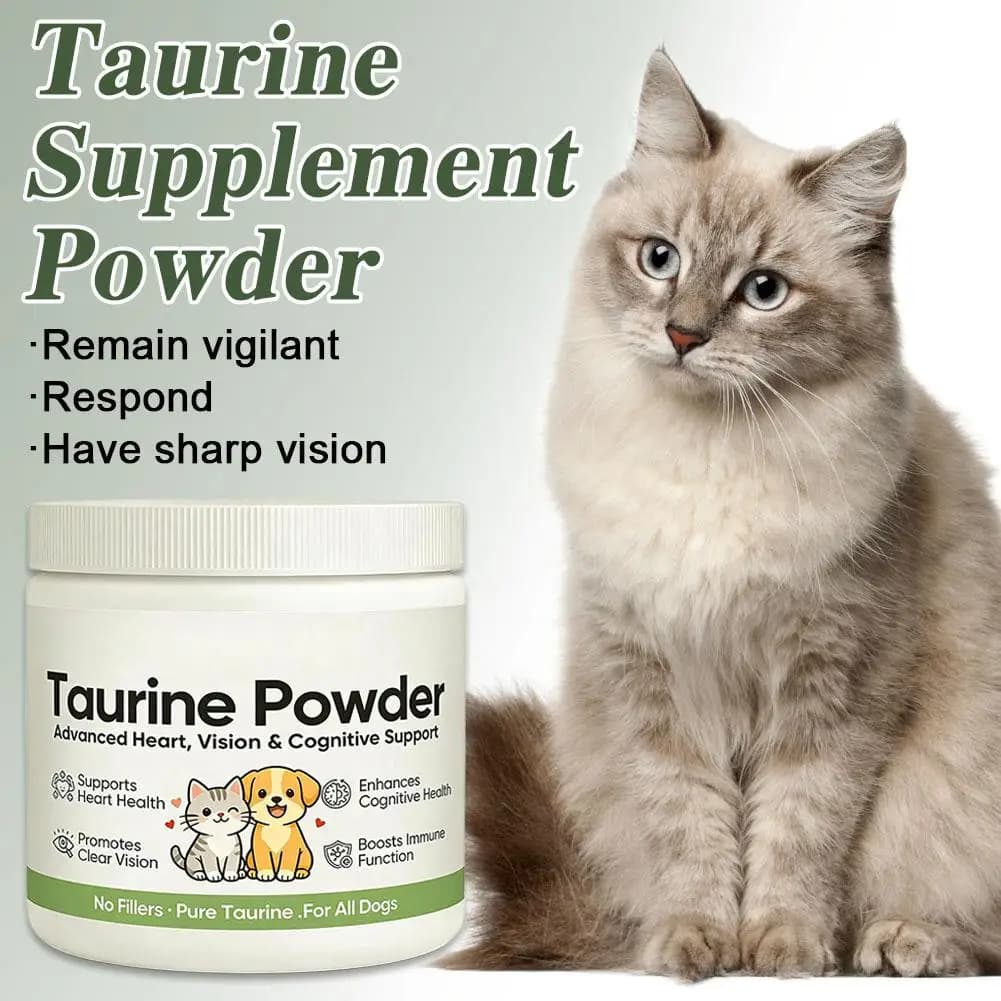 Poudre de supplément de taurine 30g pour chat et chien – Soutient la santé cardiaque, la vision et la cognition – Acide aminé essentiel – Complément nutritionnel pour animaux de compagnie