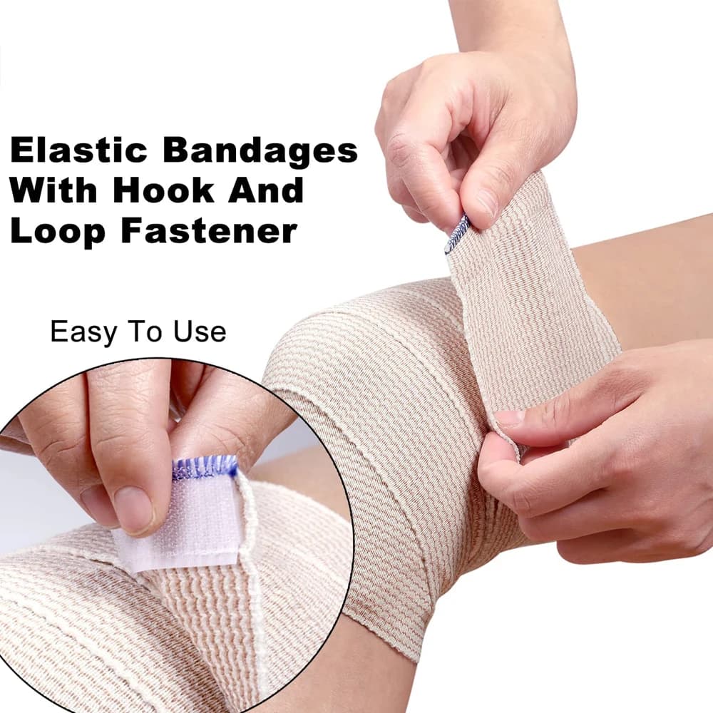 1 rouleau de bandage élastique de qualité supérieure, enveloppe de bandage de compression sans latex de coton avec fermeture automatique, support et premiers secours pour le sport