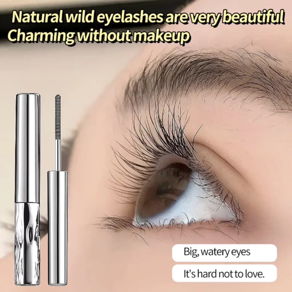 Mascara longue tenue qui boucle les cils, résistant à l'eau et à la transpiration, sépare chaque cils, épaissit et donne du volume, mascara en tube en acier.