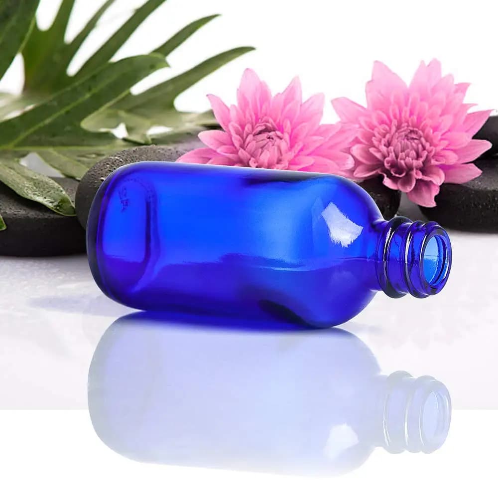 Flacon pulvérisateur en verre bleu avec pulvérisateur de brume pour huile essentielle, rechargeable, Portable, pour voyage, 5ml/100ml, 1 pièce