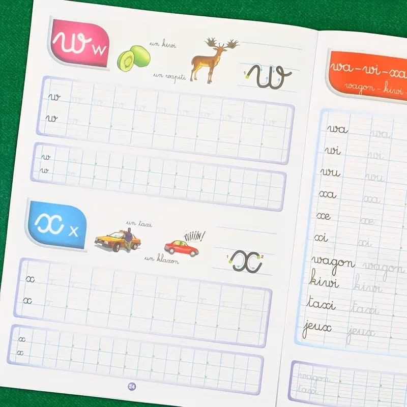 Cahier de pratique du français pour vous aider à apprendre les lettres et les courtes phrases en français. Cahier d'exercices
