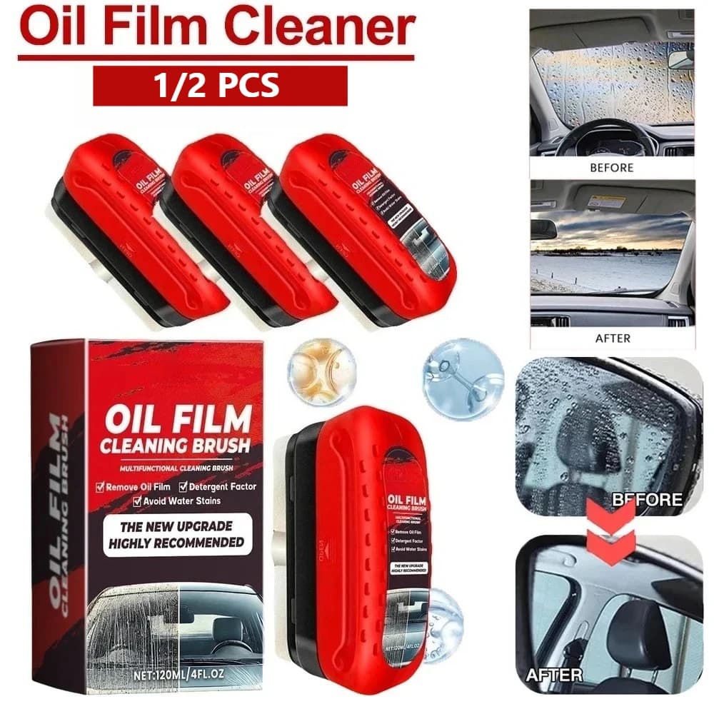 Brosse de nettoyage de Film d'huile, huile efficace Portable pour essuyer le pare-brise de voiture, outil de nettoyage de Film de brosse de panneau de verre 1/2 pièces