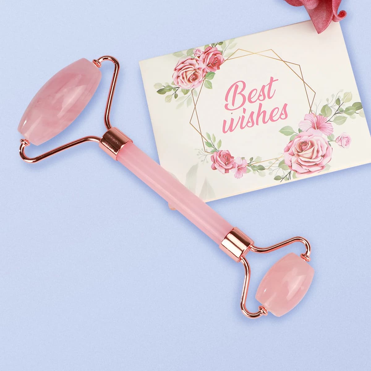 Rouleau de diversification en quartz rose, pour soins du visage, amélioration de la peau, beauté du visage, ligne fine et déformable, relaxation, 1 pièce