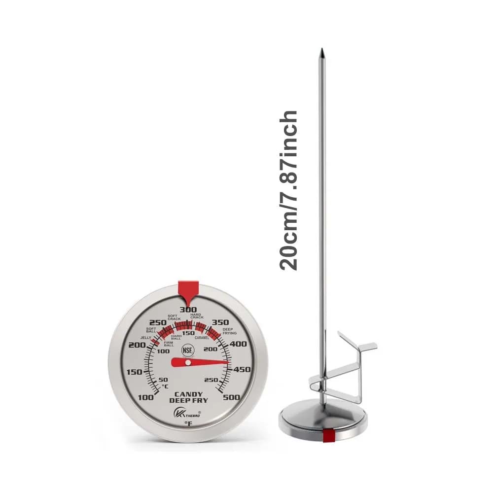 Thermomètre de friture en acier inoxydable 0-300 ° C avec clip – Pour faire frire des frites, du poulet, du poisson, contrôle de la température de l'huile