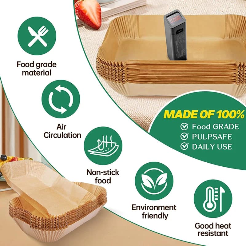 Papier parchemin pour friteuse à air, papier de cuisson compatible avec Moulinex EZ 901820   5,2/3,1 L, Série 3000,Cecotec 5,5/3,5L