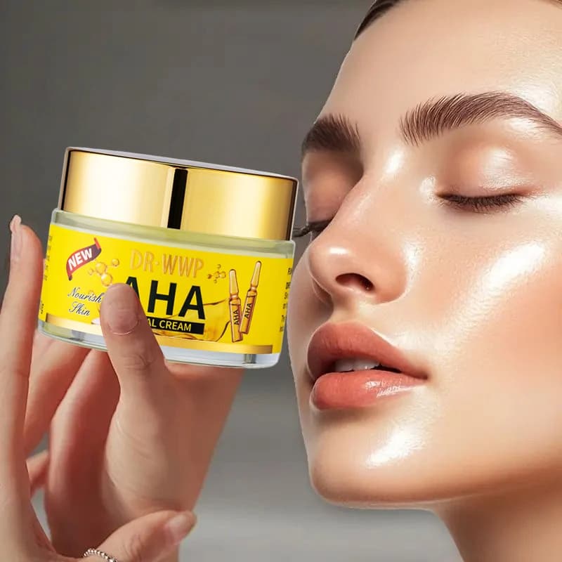 Crème pour le visage AHA, éclaircit et unifie le teint, apaise et hydrate le visage, contrôle le sébum, hydratant boostant l'éclat pour les peaux ternes