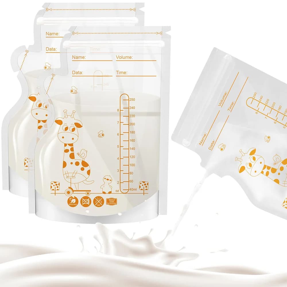 Sacs de conservation du lait sans BPA, 30/60 paquets de 250ml, sacs de congélation sûrs pour lait maternel et aliments pour bébés pour une alimentation facile