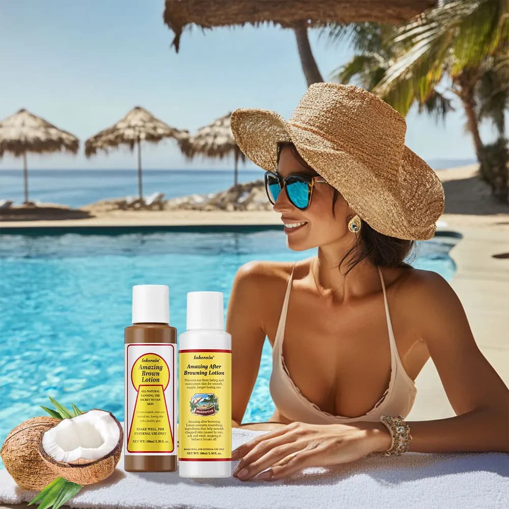 Lotion bronzante imperméable, accélérateur de bronzage naturel hawaïen avec vitamines et antioxydants, formule hydratante pour tous types de peau