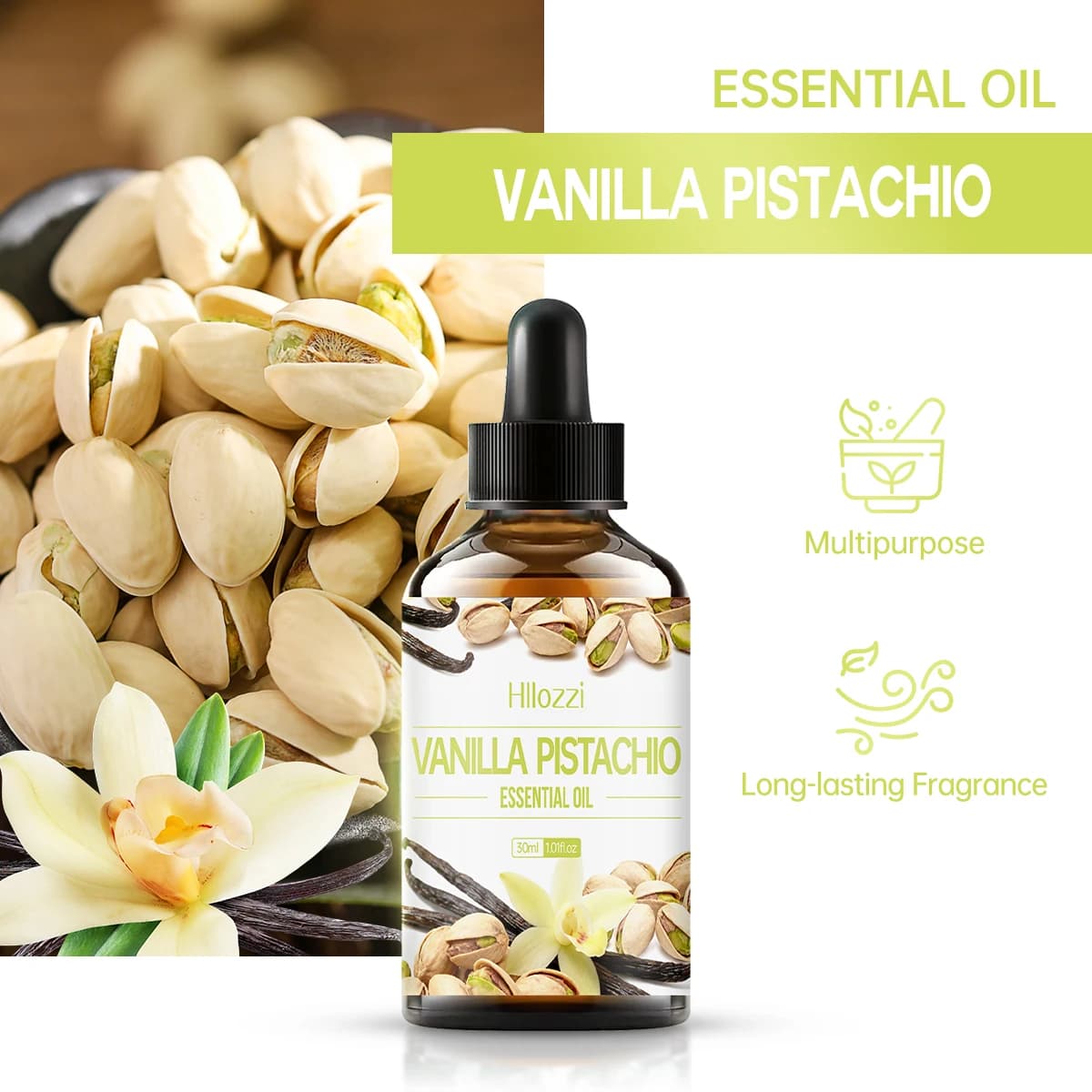 L'huile essentielle de pistache de vanille a un arôme doux et convient aux diffuseurs et au massage corporel