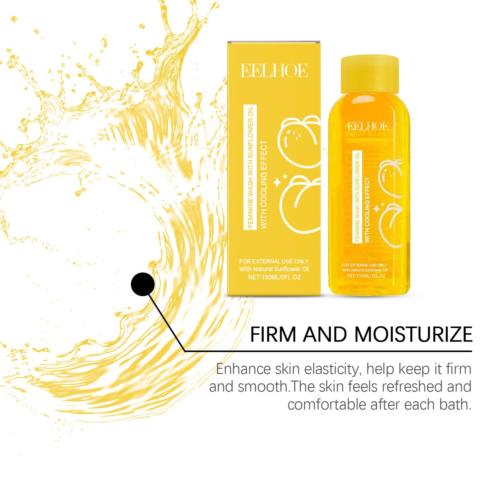 Nettoyant pour le corps féminin avec huile de tournesol naturelle, nettoyage des parties intimes, huile rafraîchissante, parfum longue durée, Gel douche Anti-démangeaison