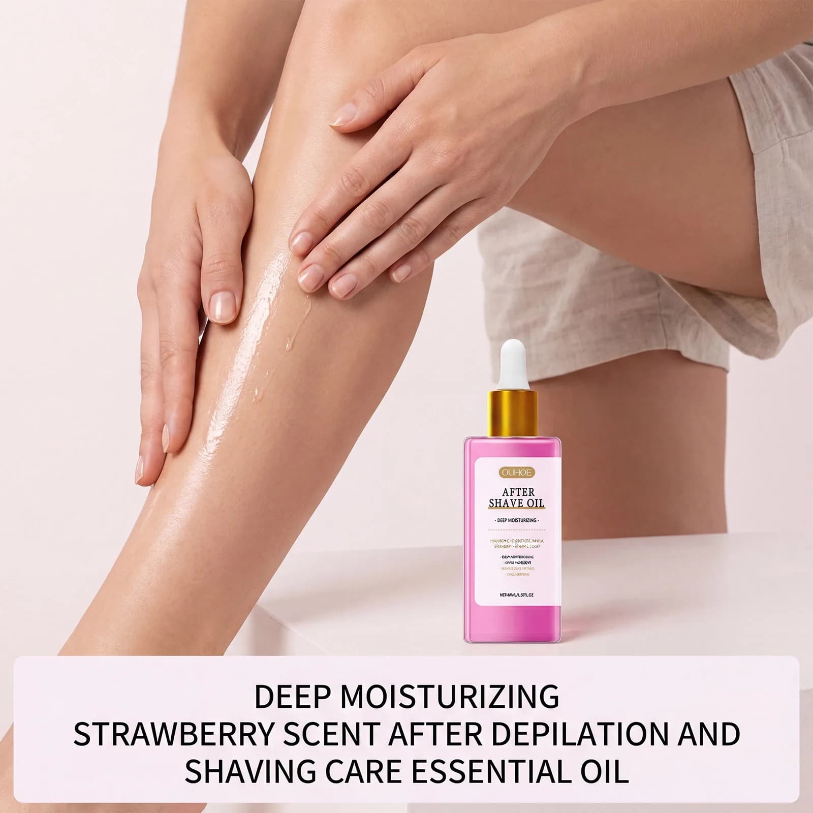 Huile après-rasage à la fraise, apaisante, hydratante, lissante, douce, nourrissante pour la peau, soin de l'épilation, huile essentielle pour femmes et hommes