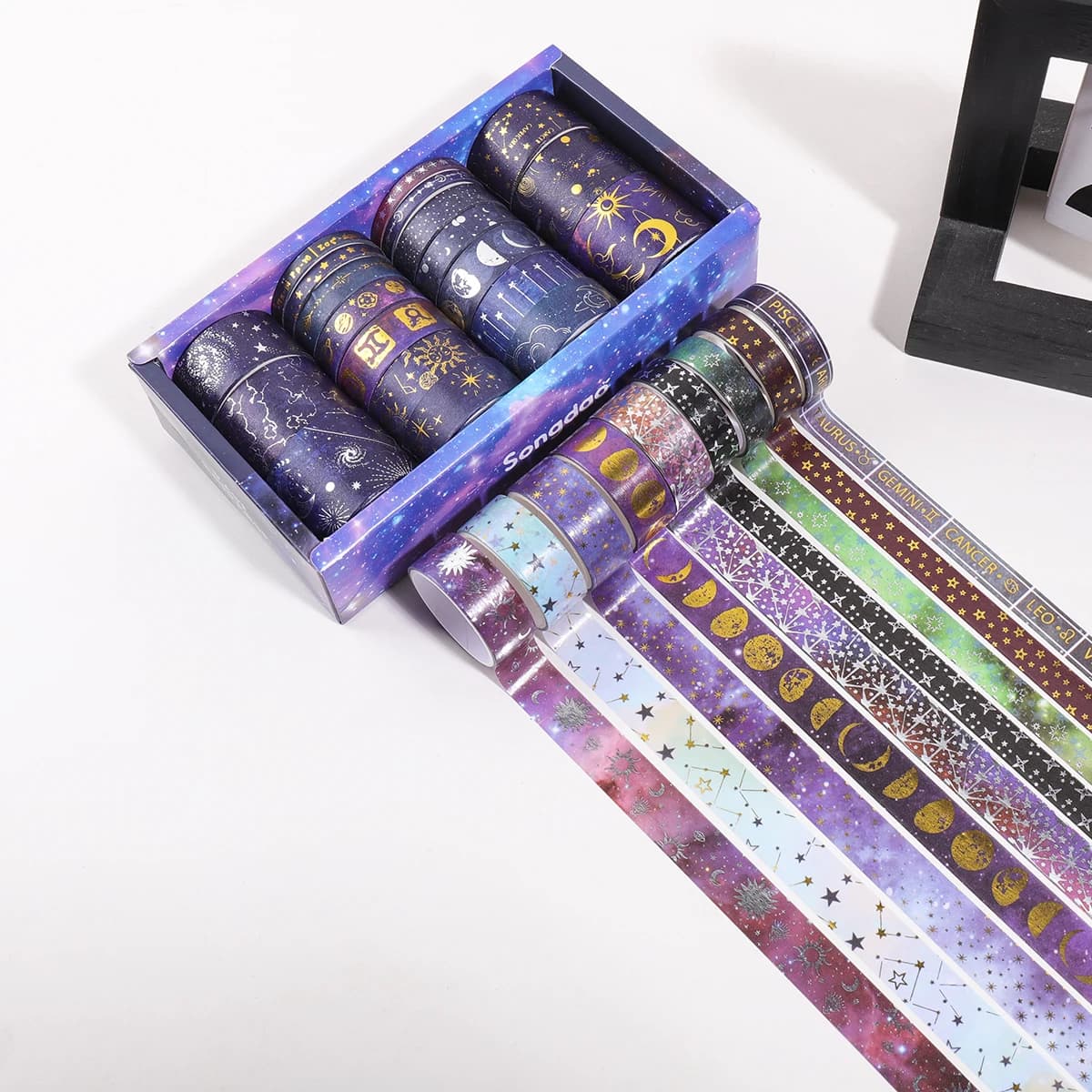 20 rouleaux de ruban Washi en feuille de papier à motif ciel étoilé, ruban décoratif à motif de constellations pour bricolage, scrapbooking, fournitures de papeterie pour étudiants