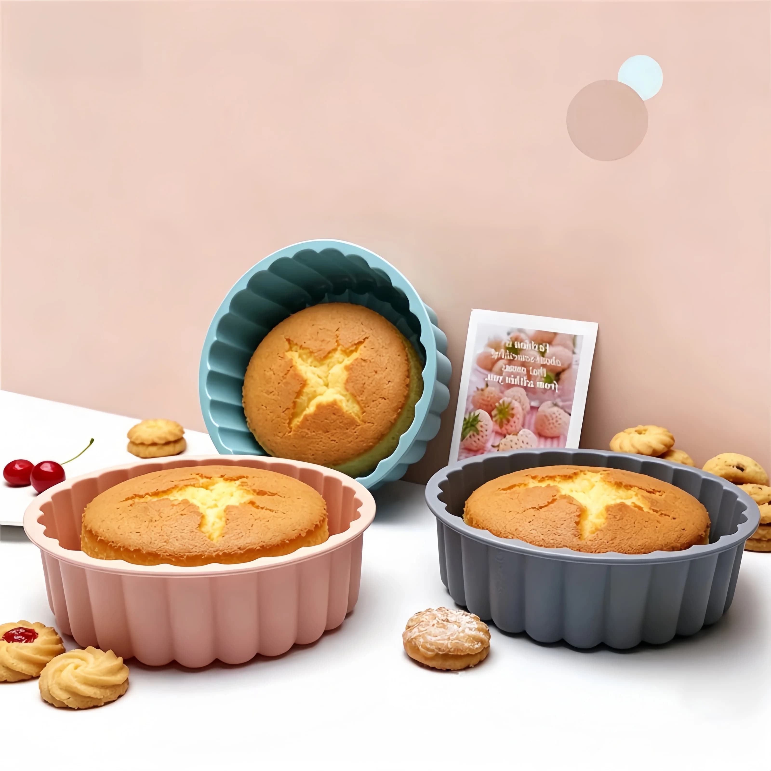 Moule à gâteau en silicone en forme de tournesol, antiadhésif, réutilisable, rond, pour gâteaux, pains et tartes, idéal pour la cuisson du chocolat, des gâteaux, des tartes et des pains.