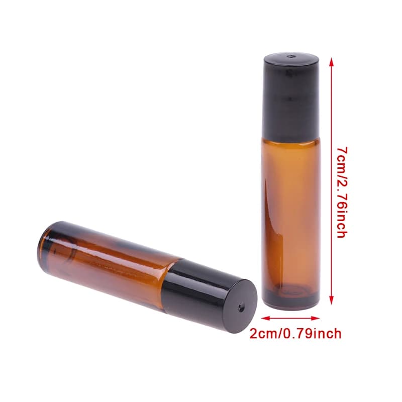 Flacons d'Huile Essentielle en Verre Fin Ambré avec Boule D.lique, Rouleau Marron, sexuellement Portable, 10ml, Beaucoup