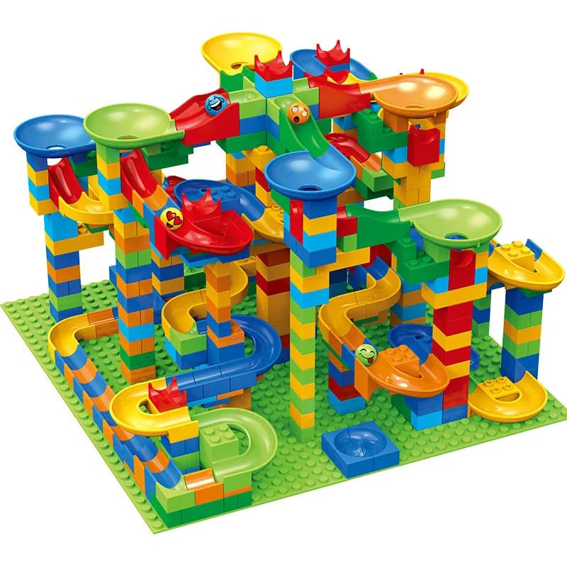 Bloc de Rail en marbre, piste coulissante de course, piste éducative, boule de construction de couleur, entonnoir coulissant, ensembles de blocs de bricolage, briques, jouets pour enfants