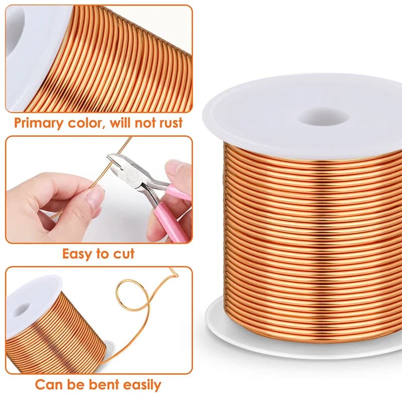Fil de cuivre souple pour le jardinage par électroculture, 1 à 3 rouleaux, 0.06-1.2mm, fabrication de bijoux, perles, fabrication de bijoux faits à la main, œuvre d'art