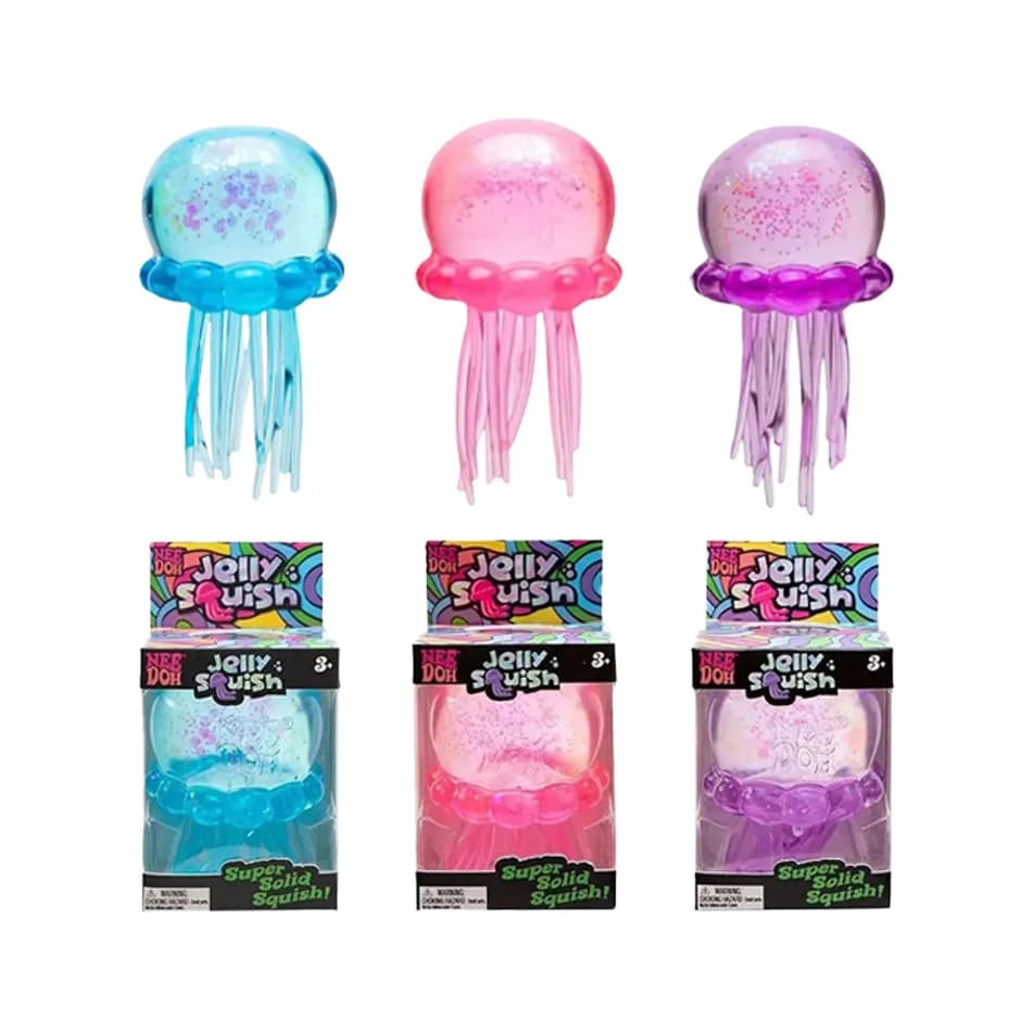Jouet Squishy Méduse et Cube, Jouet Anti-Stress en Gel Doux à Presser, NeeDoh Sensoriel pour Enfants et Adultes