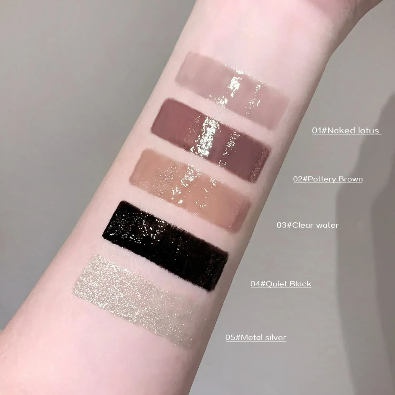 SHAQINUO eau lumière miroir brillant à lèvres hydratant durable noir froid argent gris nacré fin mousseux rouge