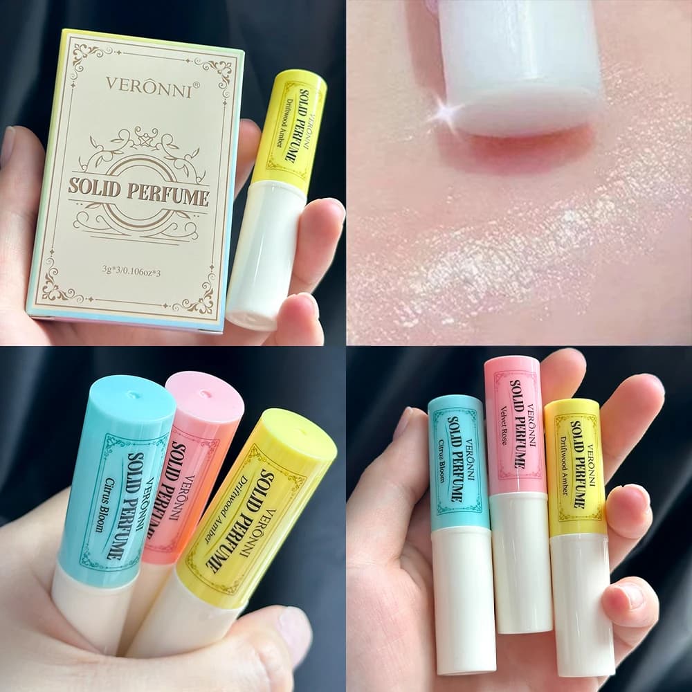 3 bâtons de parfum solides - Parfum longue durée, naturel et frais, baume solide portable pour les rendez-vous