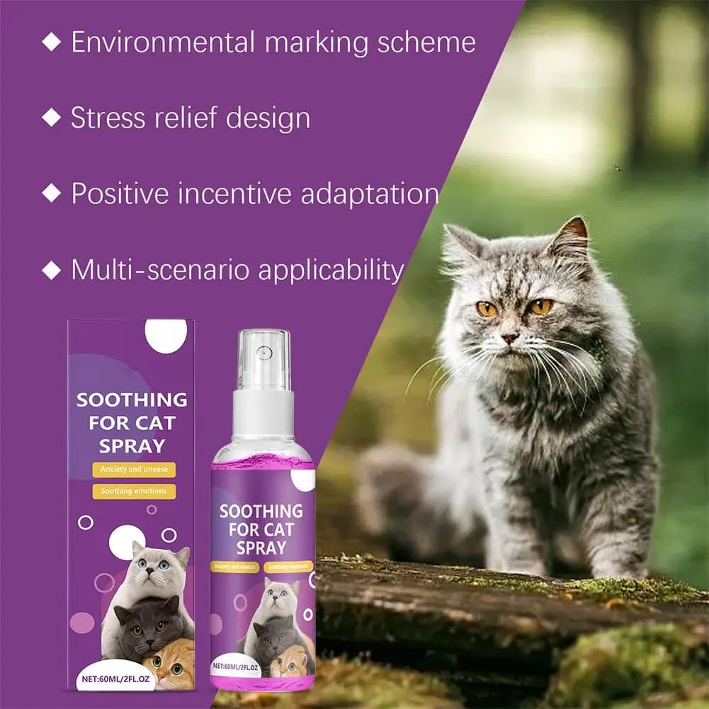 Spray apaisant félin Anti-Stress, 60ml, feromone, Spray apaisant émotionnel, acts naturels à base de plantes, Spray apaisant rapide pour chat