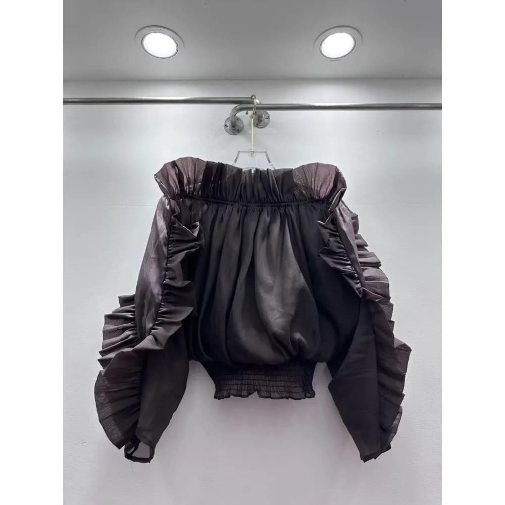 Neploe volants à manches longues Sexy réduction de l'âge Ropa Mujer Slash cou doux épices filles chemise froncé taille mince élégant Moda hauts