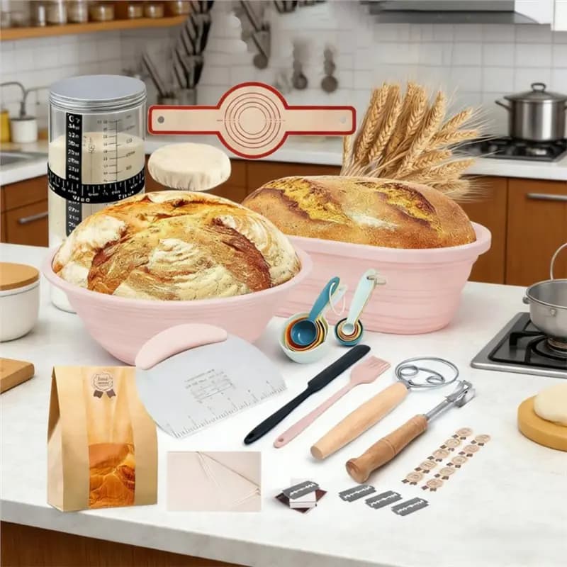 Mélangeur de pâte FLYY inclus dans le kit de culture de levure, avec panier de fermentation rond, panier de fermentation et batteur à œufs