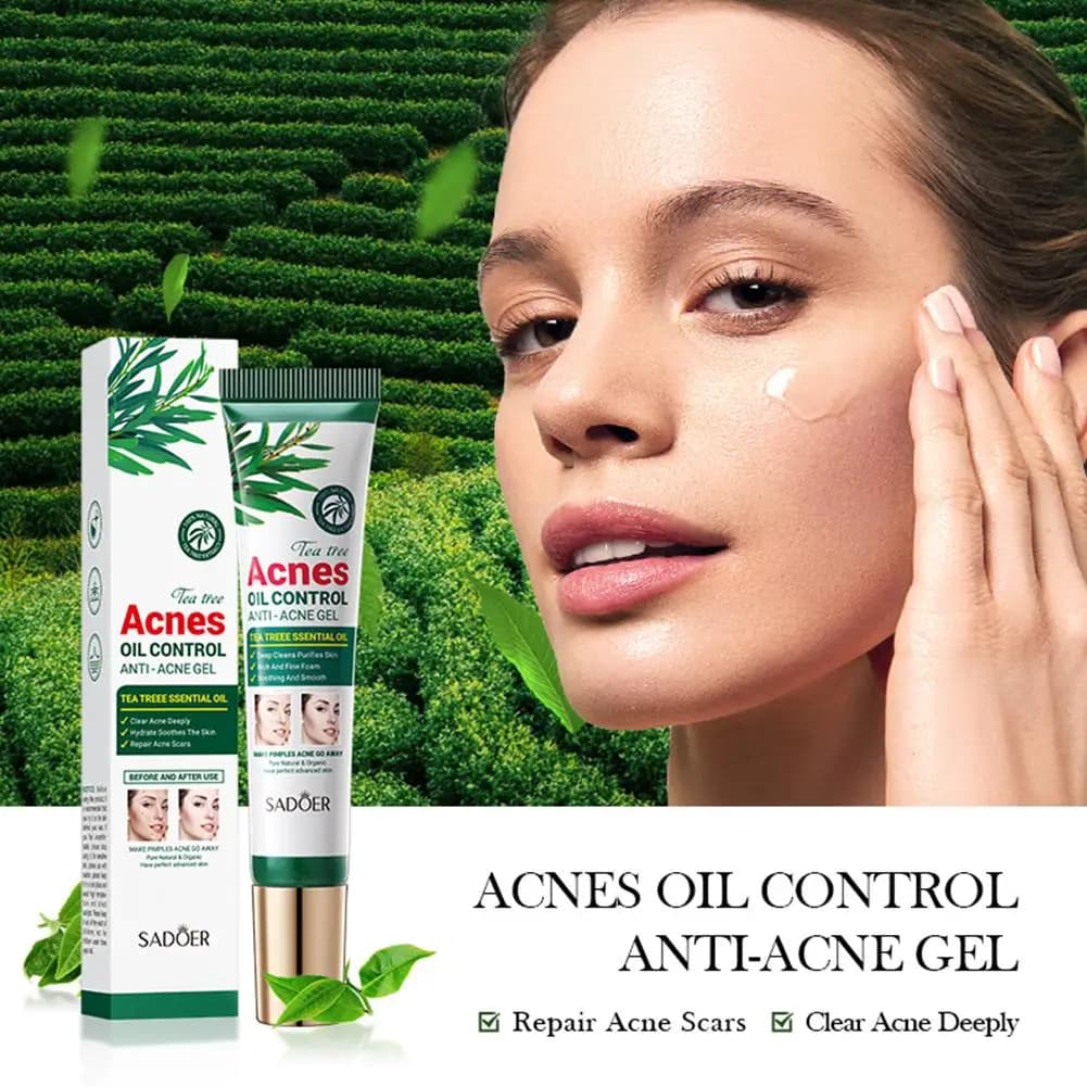 Crème anti-acné à l'arbre à thé SADOER, soin du visage, contrôle du sébum, crème gel hydratante pour le visage, soin de la peau