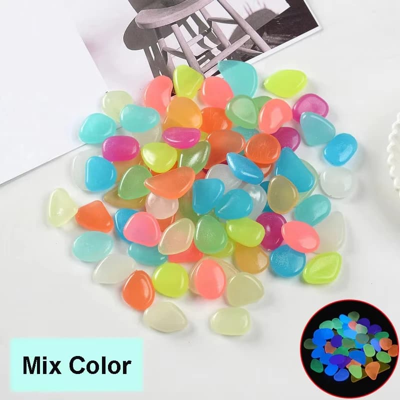 Galets lumineux colorés qui brillent dans le noir, pierres décoratives pour aquarium, jardinière, jardin, cour, allée, patio