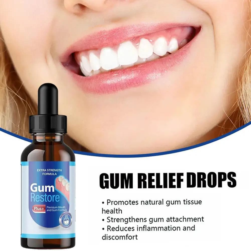 Gouttes pour les gencives Gum Restore Plus, soulagement des gencives, favorise la santé naturelle des tissus gingivaux, renforce l'adhérence, réduit l'inflammation et l'inconfort