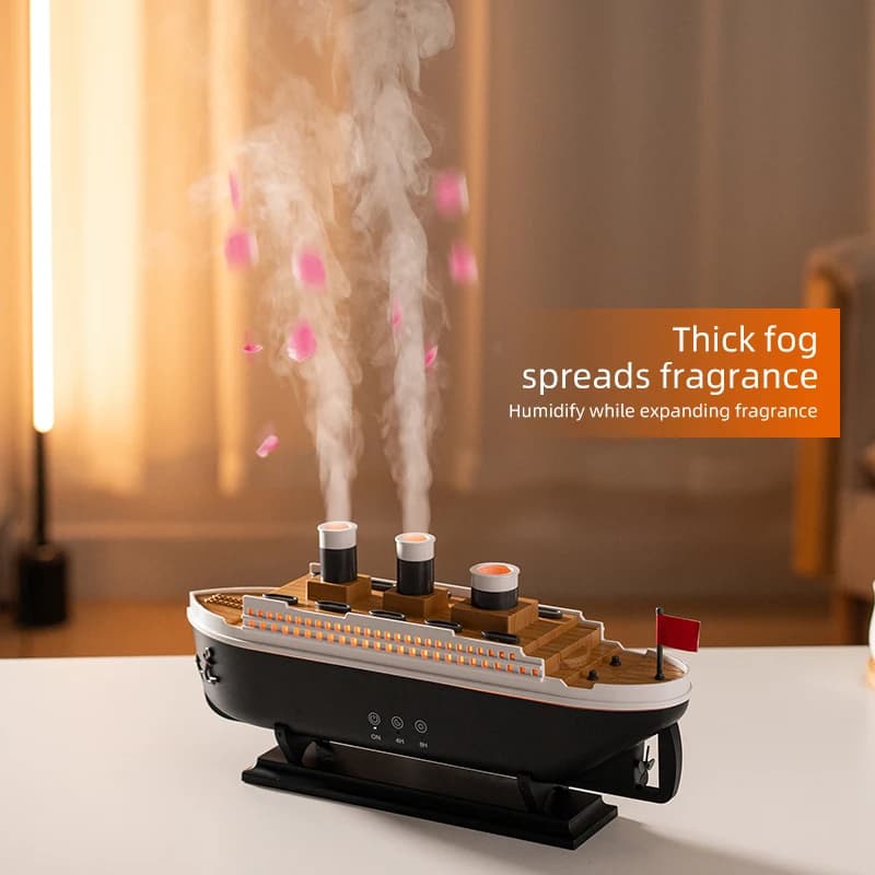 Humidificateur d'air de décoration de modèle de bateau Titanic, diffuseur d'huile essentielle de 250ml, anneau de fumée de méduse, diffuseur d'arôme en Spray pour la maison