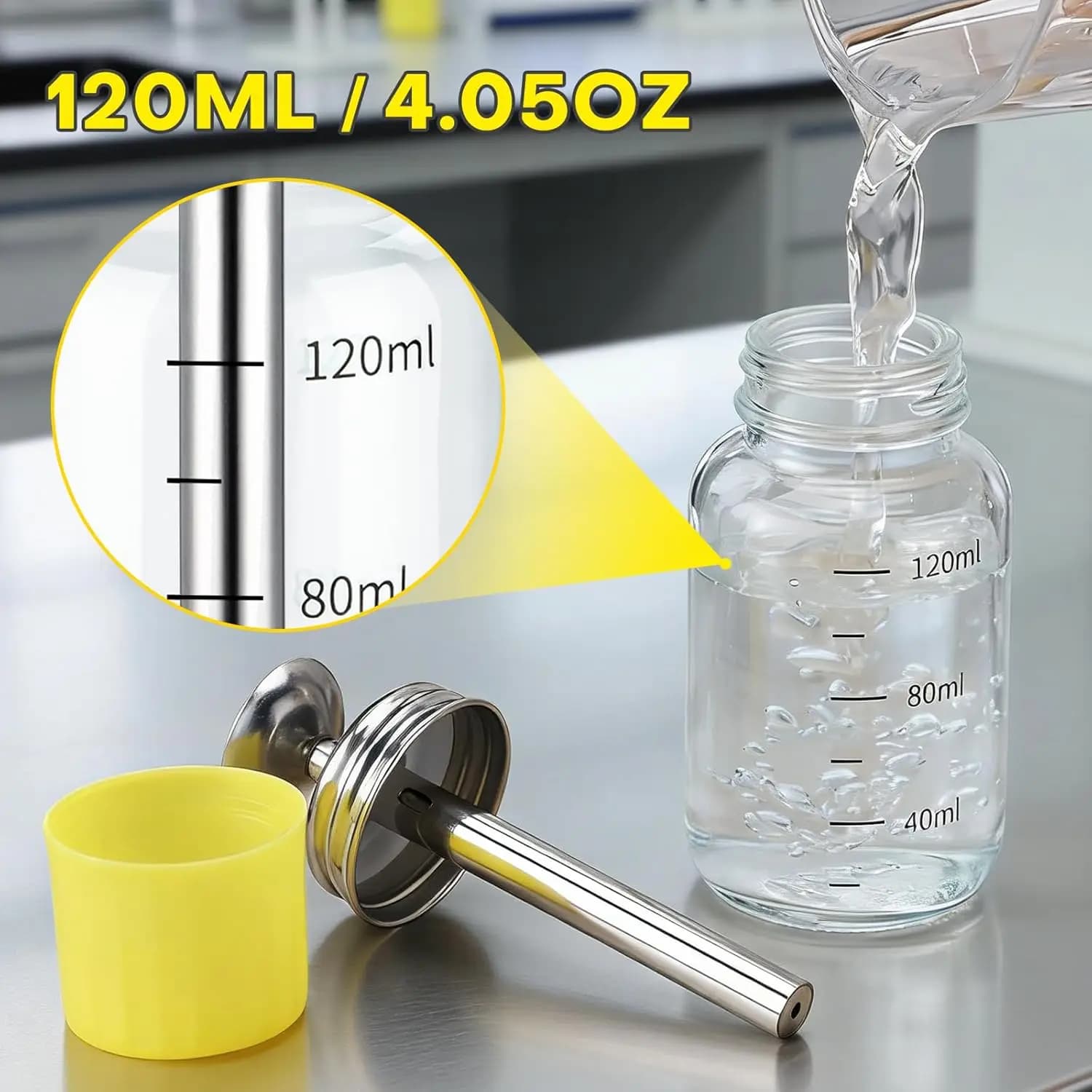Bouteille distributrice transparente avec pompe de 4 oz / 120 ml