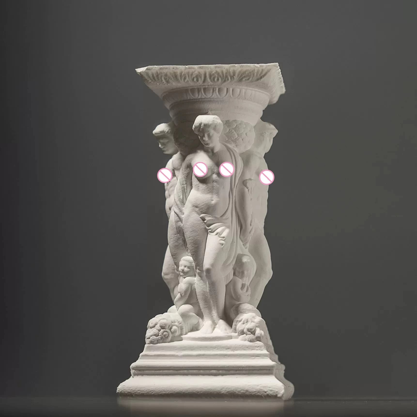 Diffuseur d'arôme de colonne romaine baroque en gypse-ornement de sculpture figurale fabriqué à la main pour la décoration de bureau, pièce d'art de collection