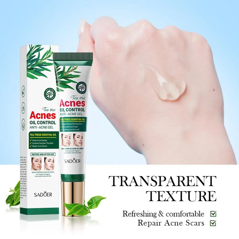 SADOER arbre à thé crème anti-acné contrôle de l'huile GEL ANTI-ACNE nettoyage en profondeur hydratant soin de la peau du visage