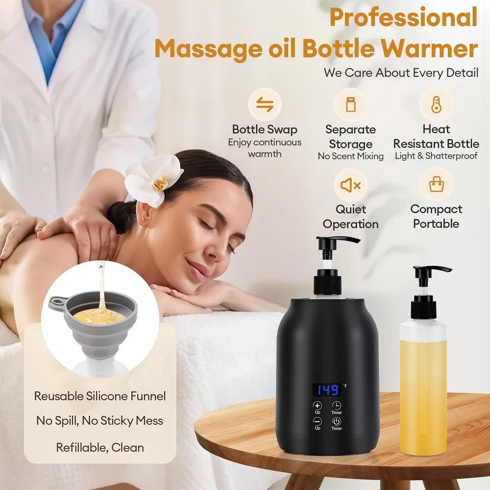 Chauffe-huile essentielle affichage LED réglage de la température chauffe-bouteille d'huile de Massage unique chauffe-huile de Massage
