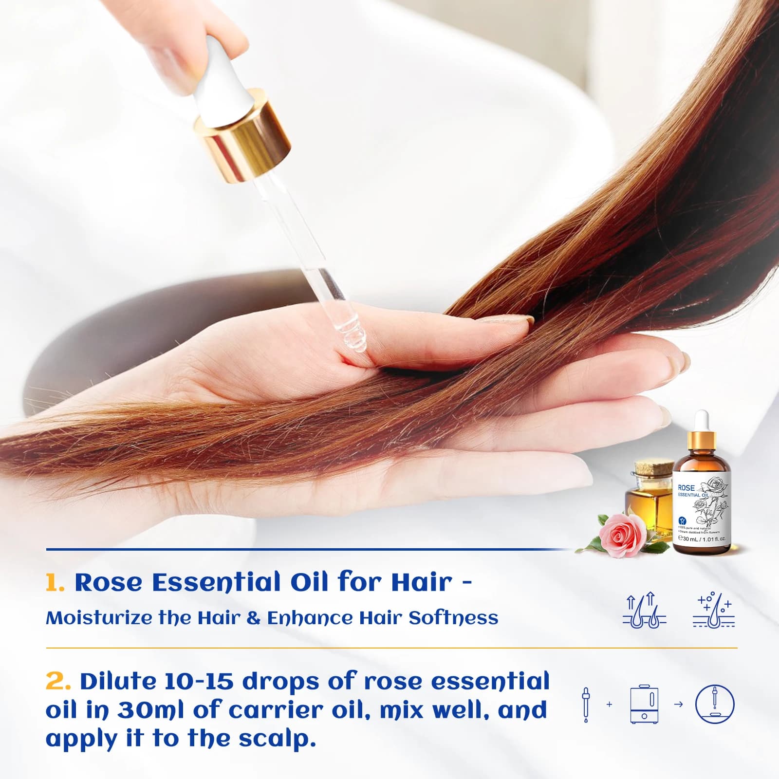 Série d'huiles essentielles HIQILI 30 ml, 100 % naturelles (lavande/citron/rose/bois de santal), adaptées aux humidificateurs/bougies parfumées DIY