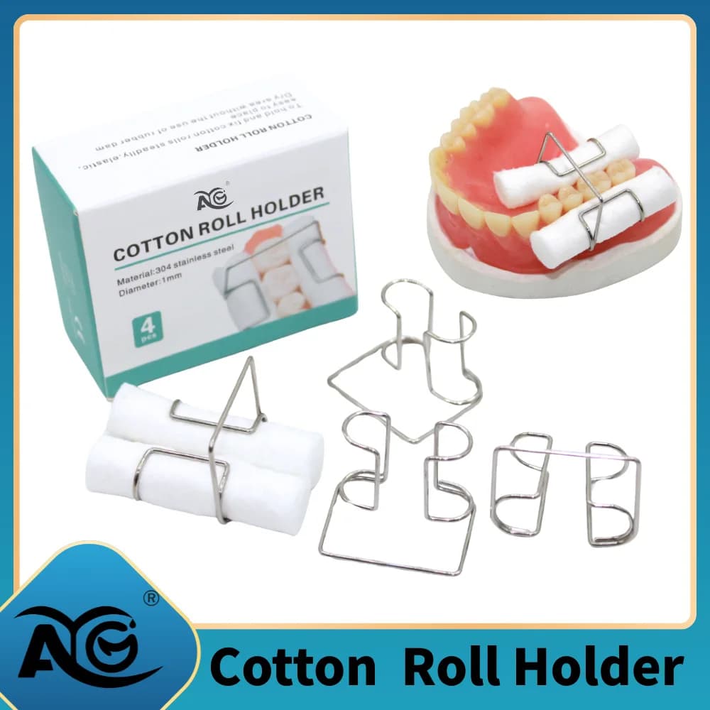 AG Lot de 4 pinces porte-rouleaux de coton dentaire 1 mm, en acier inoxydable autoclavable, maintien stable pour instruments et fournitures d'isolement dentaire