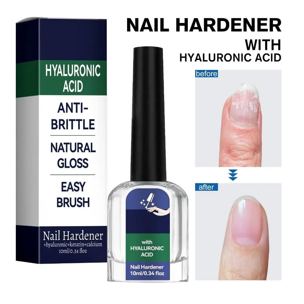 Durcisseur d'ongles 10ml avec acide hyaluronique, huile réparatrice anti-casse, brillance naturelle, application facile au pinceau, outil pour ongles plus forts, pour le soin des ongles