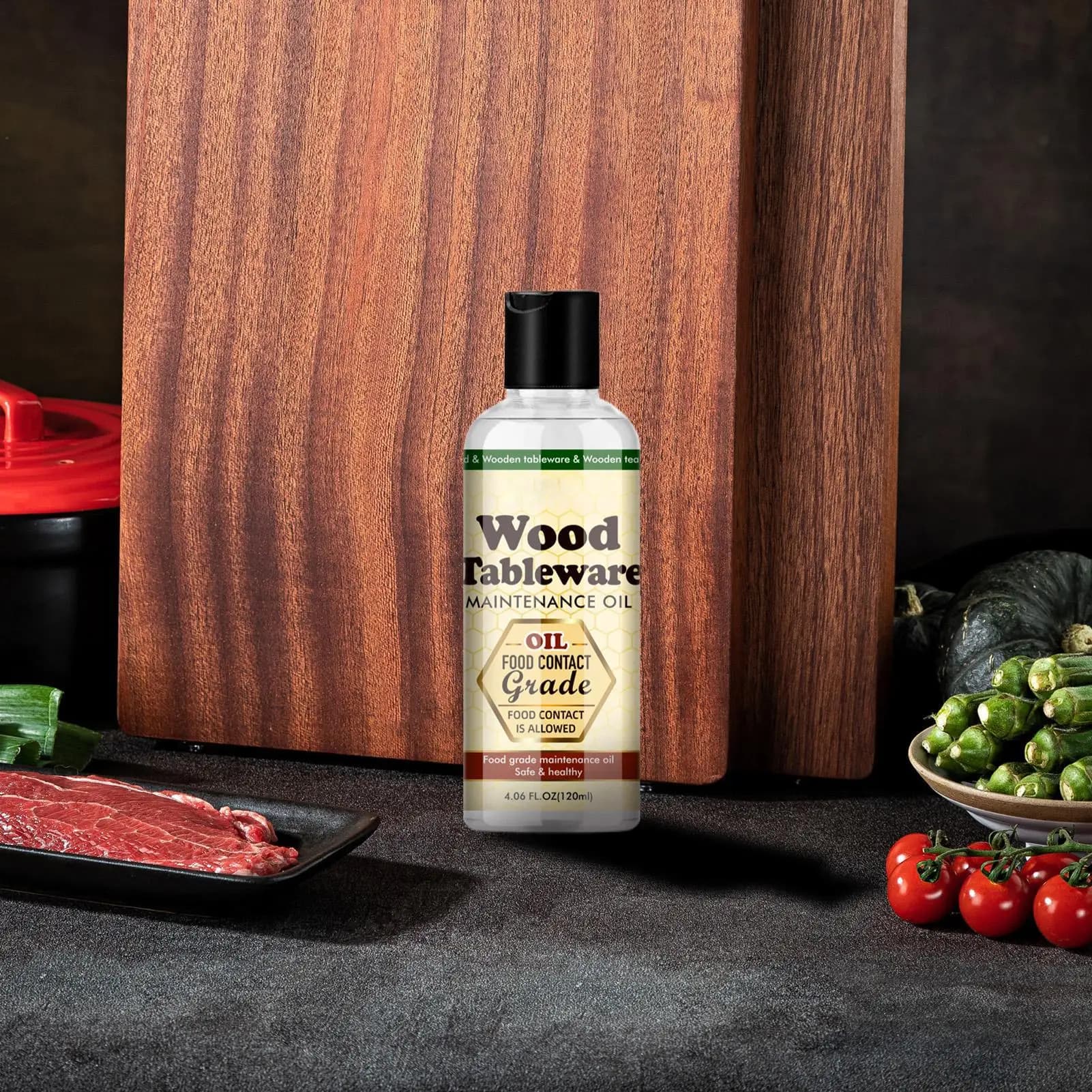 Huile d'entretien pour planches à découper en bois 120 ml, huile de conditionnement pour service à thé, huile de maintenance pour meubles en bois, vaisselle et planches à découper