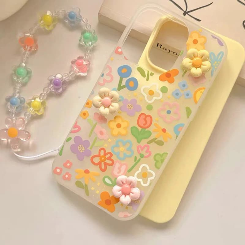 Coque de téléphone avec motif floral et peinture à l'huile