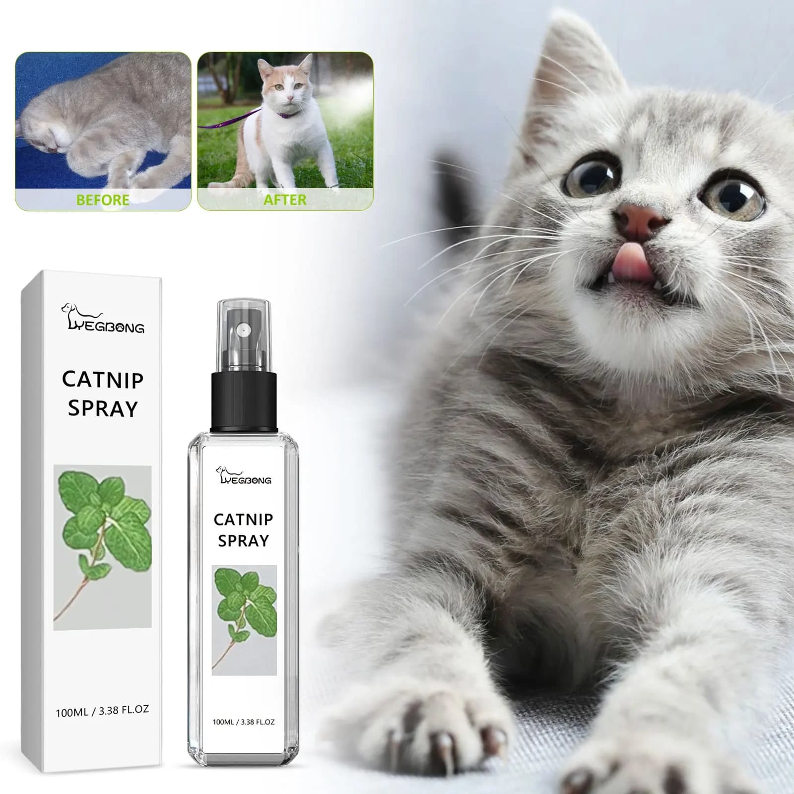 Spray d'herbe à chat pour chats, avec brume de menthe pour animaux de compagnie, ingrédients sains, tampon à gratter, inducteur, excite, entretoise, répulsif d'entraînement apaisant