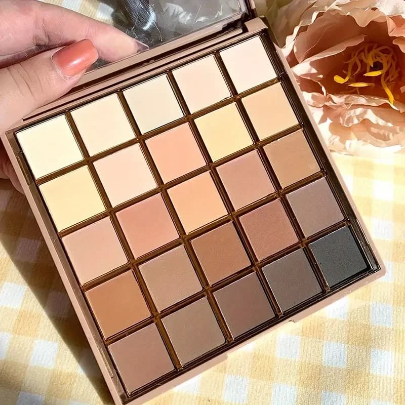 Palette de fards à paupières 25 couleurs, mat et scintillant, brun cochon nu, café chocolat, maquillage de scène quotidien pour fête d'étudiant