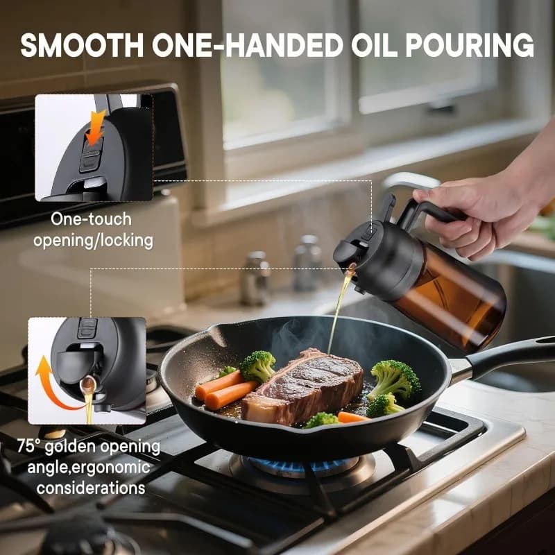 Distributeur d'huile d'olive 2-en-1 de 470 ml/16 oz – Pulvérisateur et verseur en verre pour la cuisson
