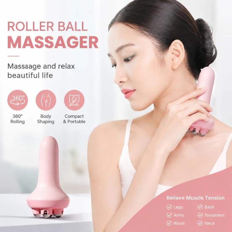 Masseur à rouleaux manuel de haute qualité, nouveau design, 5 billes, rotation à 360 degrés, billes en acier, relaxe tous les muscles, massage du corps