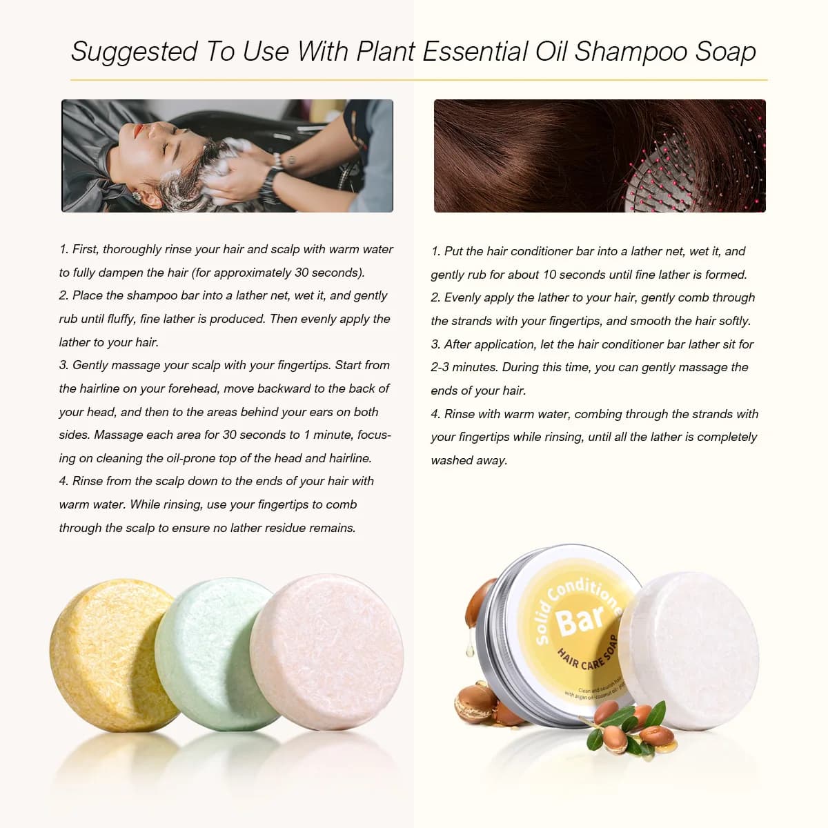 Savon revitalisant capillaire à l'huile essentielle végétale riche en huile d'argan huile de noix de coco huile de jojoba savon de soin capillaire en profondeur utilisé avec le savon shampooing