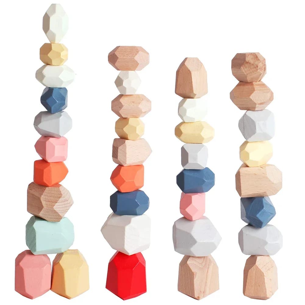 Montessori en bois tri empilage roches pierres sensorielles jouets pour tout-petits