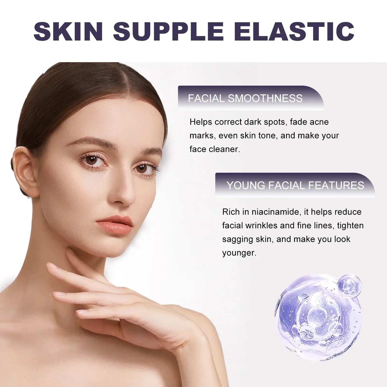Sérum Anti-rides pour le visage, élimination des taches foncées, Anti-vieillissement, estompe les marques d'acné, ridules lisses, raffermissant, vitamine B3, Essence blanchissante